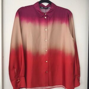 Zara Ombré Button-Down Blouse